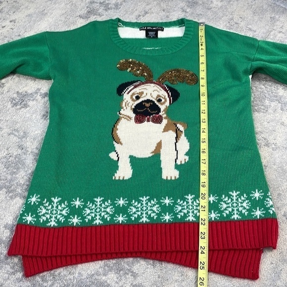 United States Sweaters Pug Ugly Christmas Sweater Holiday Party Dog Green Sz M - Picture 6 of 7